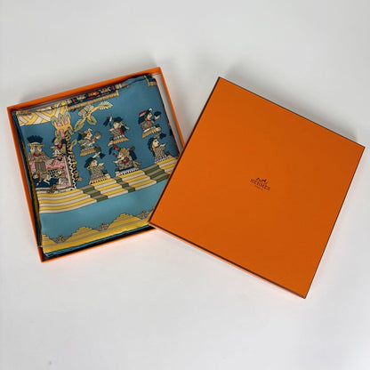 Hermes Carre 90 Astres Et Soleils Scarf Celestial and Sun Ethnic Silk Blue — view 5