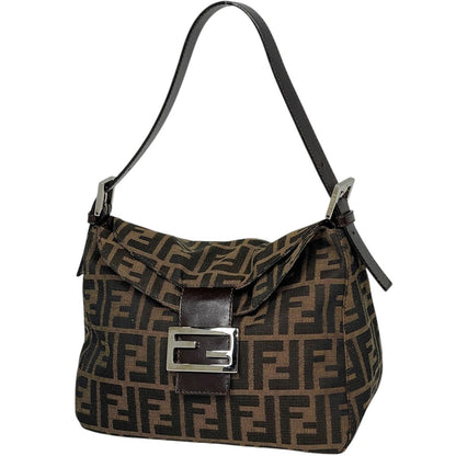Fendi Shoulder Bag Zucca Pattern Canvas Brown
