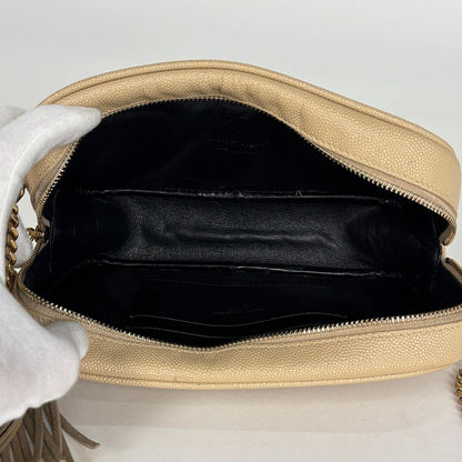 Saint Laurent Shoulder Bag Lou Fringe Leather Beige — view 7