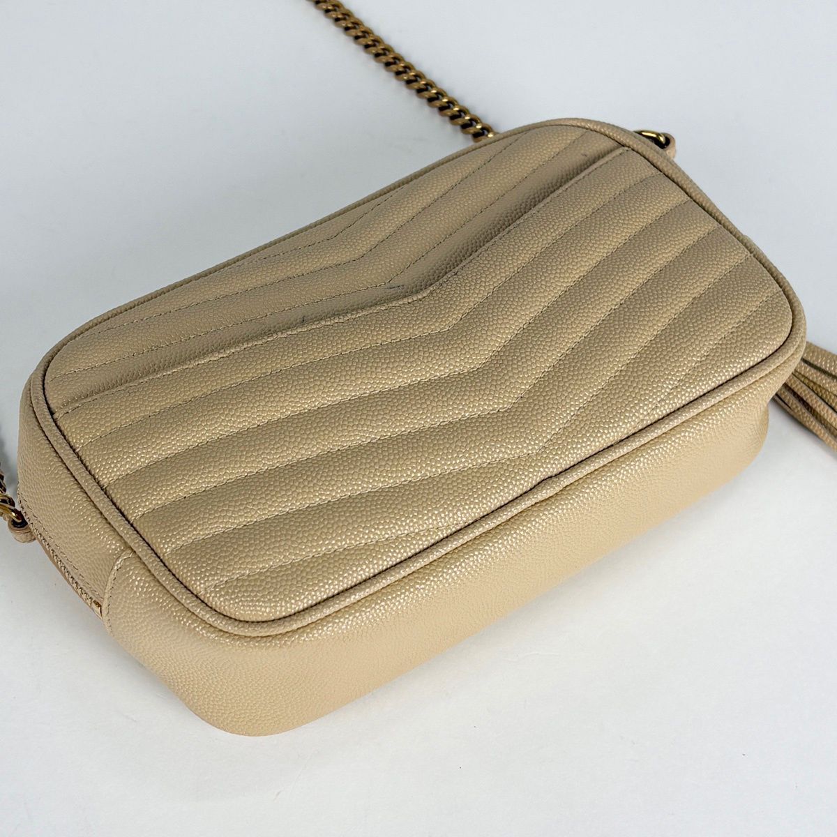Saint Laurent Shoulder Bag Lou Fringe Leather Beige — view 2