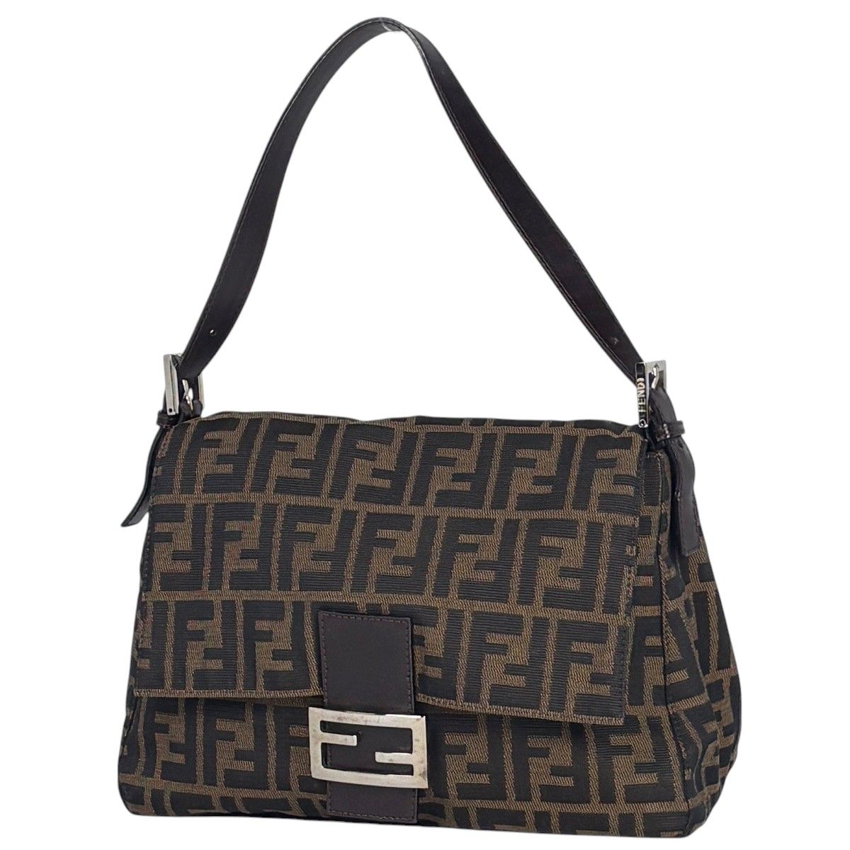 Fendi Shoulder Bag Zucca Pattern Mamma Bucket Canvas Brown