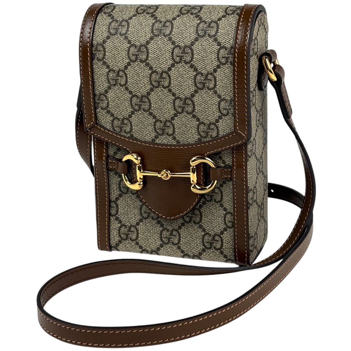 Gucci Shoulder Bag Horsebit GG Pattern Brown