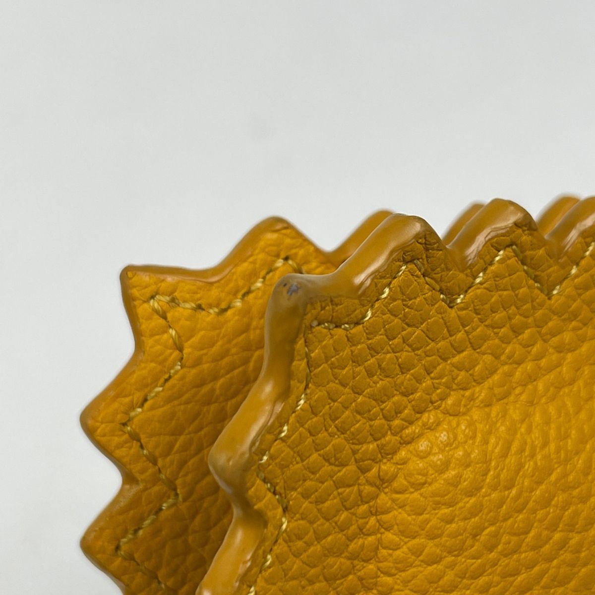 Fendi Coin Case Raviolo Bag Charm Leather Yellow — view 4