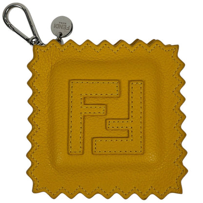 Fendi Coin Case Raviolo Bag Charm Leather Yellow