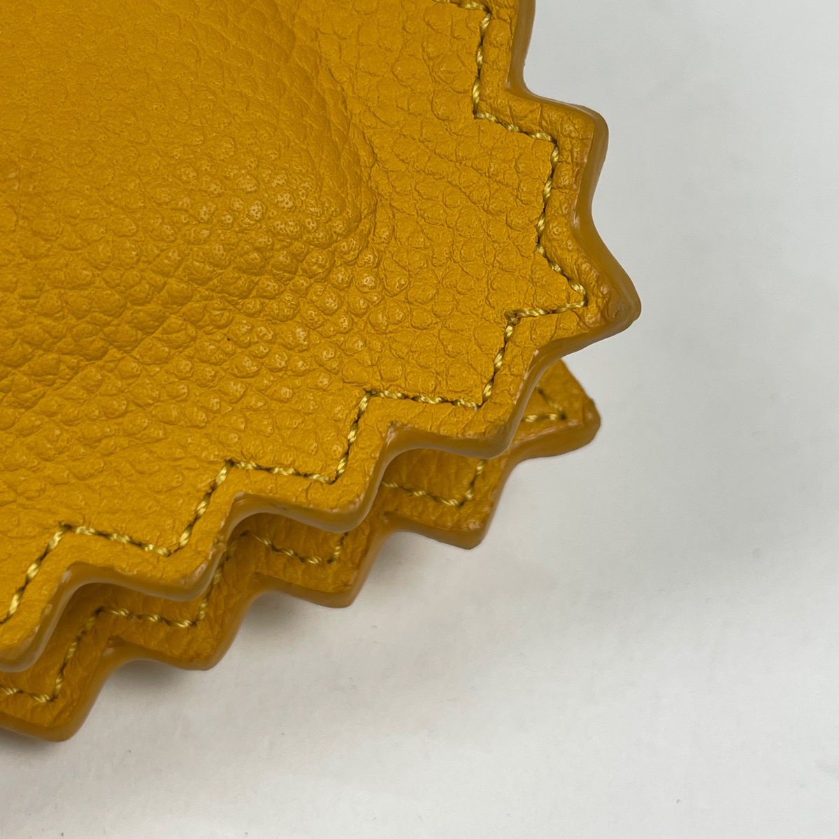 Fendi Coin Case Raviolo Bag Charm Leather Yellow — view 3