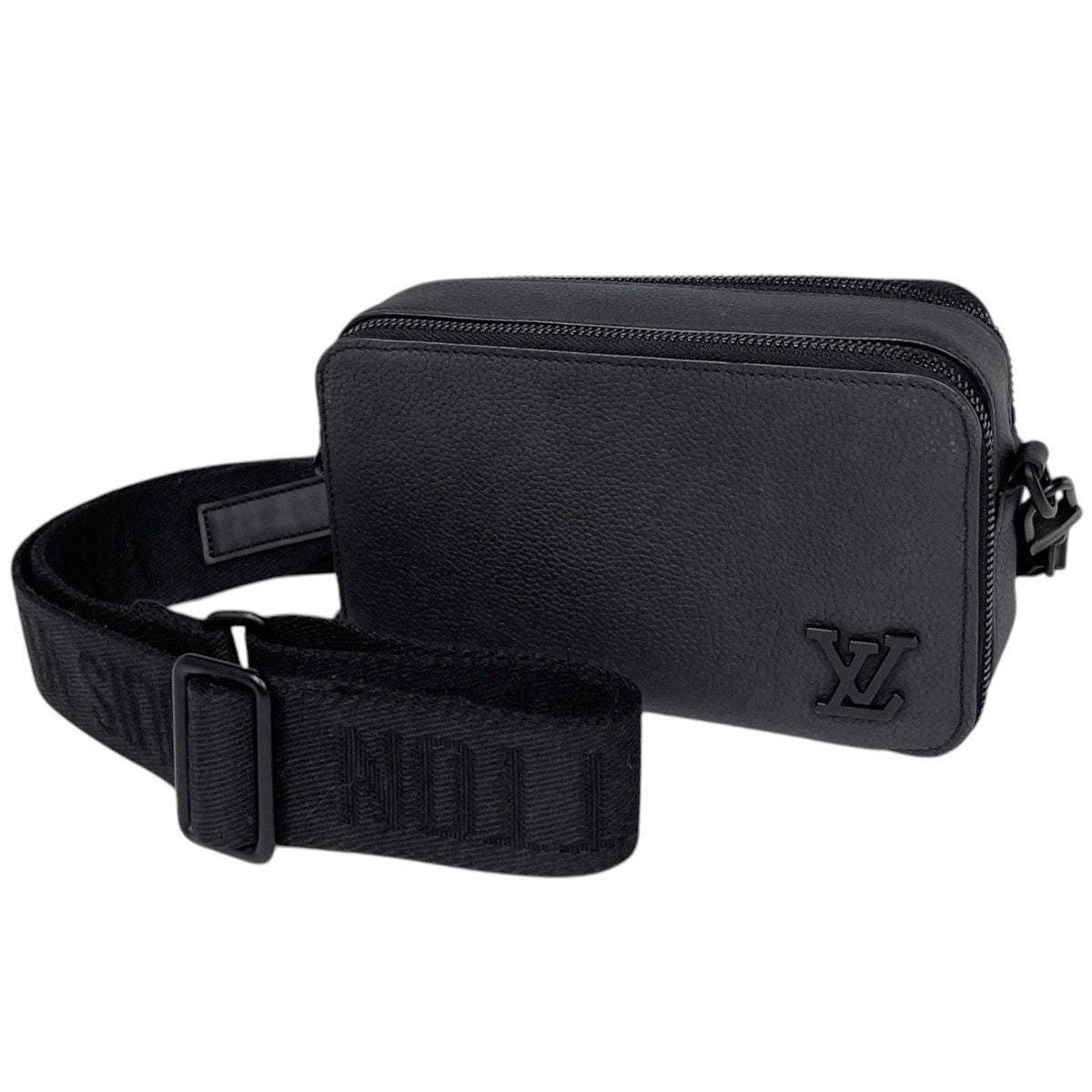 Louis Vuitton Alpha Wearable Wallet Shoulder Bag LV Aerogram Leather Noir