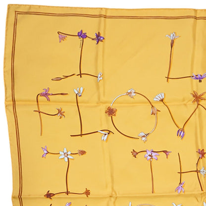 Hermes Carre 90 I Like Flowers Silk Scarf Yellow Box with Knotting Card — view 6