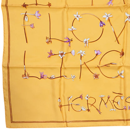 Hermes Carre 90 I Like Flowers Silk Scarf Yellow Box with Knotting Card — view 3