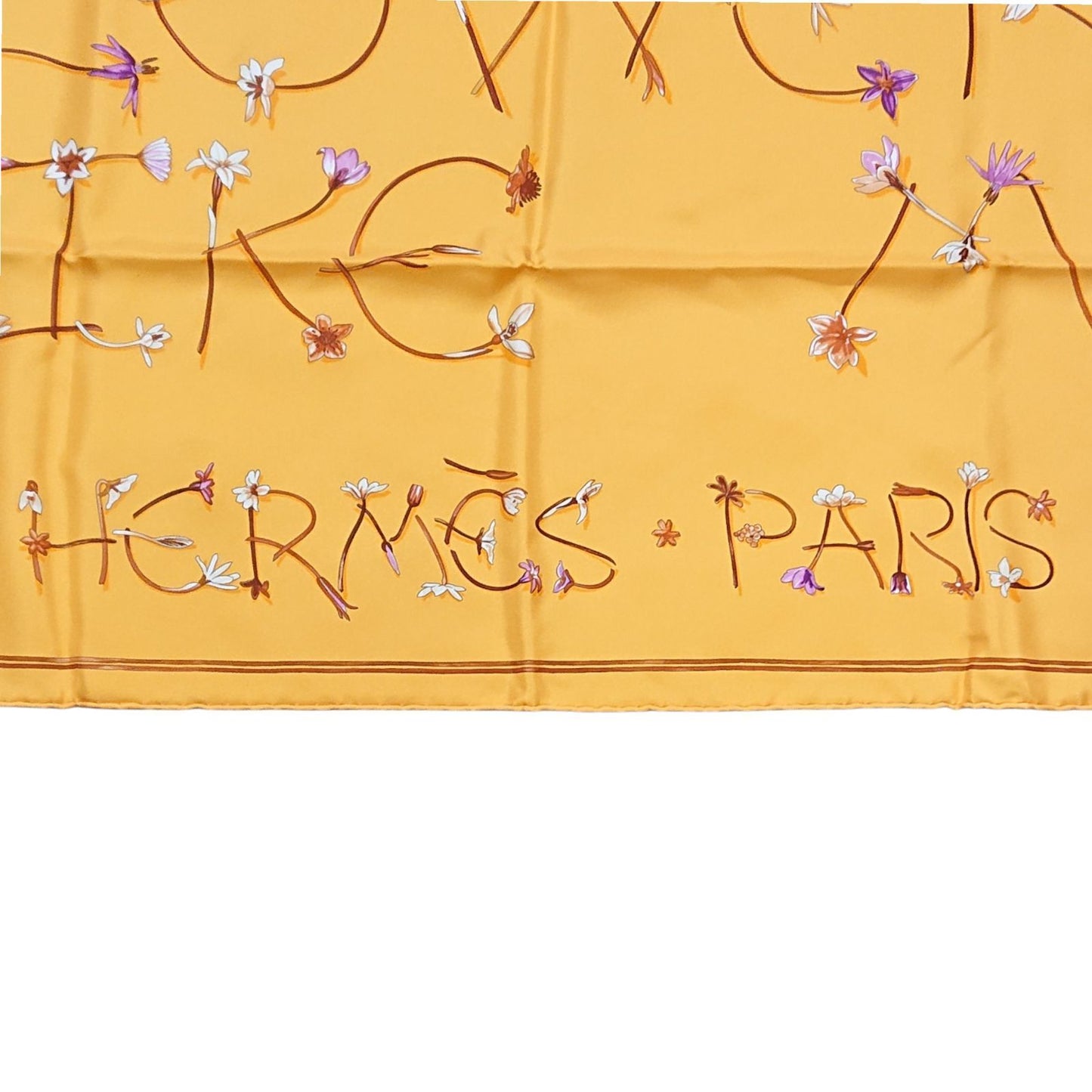 Hermes Carre 90 I Like Flowers Silk Scarf Yellow Box with Knotting Card — view 8