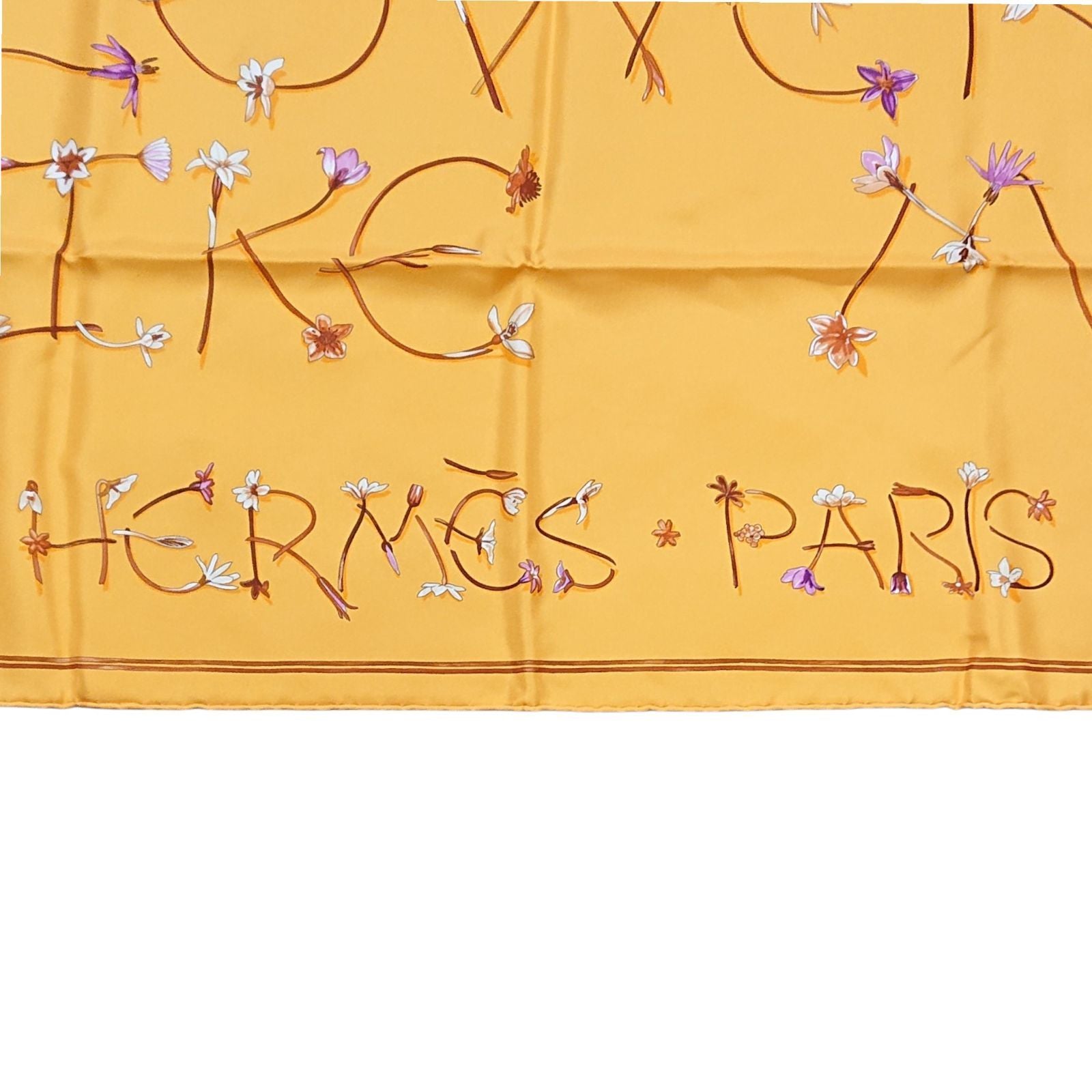 Hermes Carre 90 I Like Flowers Silk Scarf Yellow Box with Knotting Card — view 8