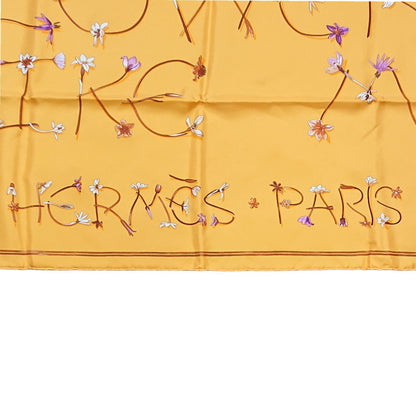 Hermes Carre 90 I Like Flowers Silk Scarf Yellow Box with Knotting Card — view 8