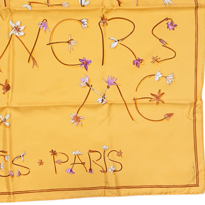Hermes Carre 90 I Like Flowers Silk Scarf Yellow Box with Knotting Card — view 4