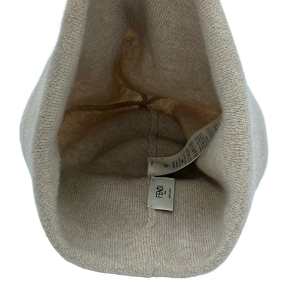 Fendi Knit Hat Ukuran S M Beige Lame Logo Wool Cashmere — view 3