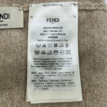 Fendi Knit Hat Ukuran S M Beige Lame Logo Wool Cashmere — view 5