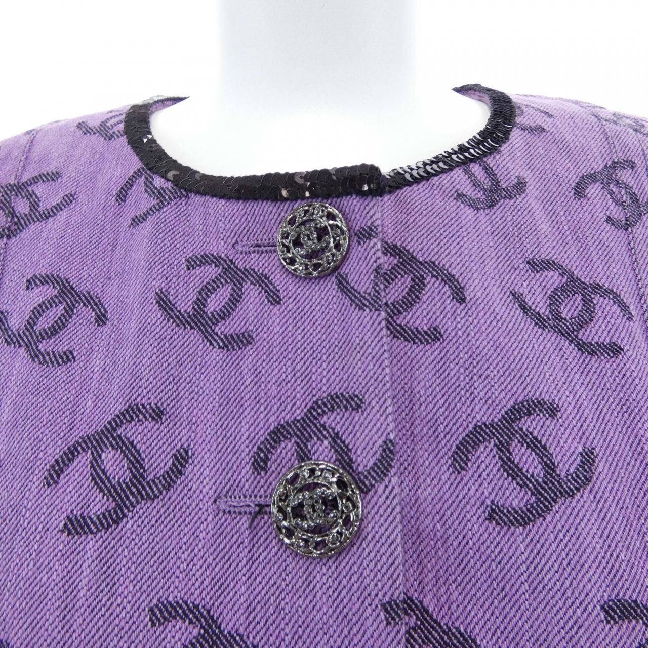 Chanel Collarless Jacket Purple — view 6