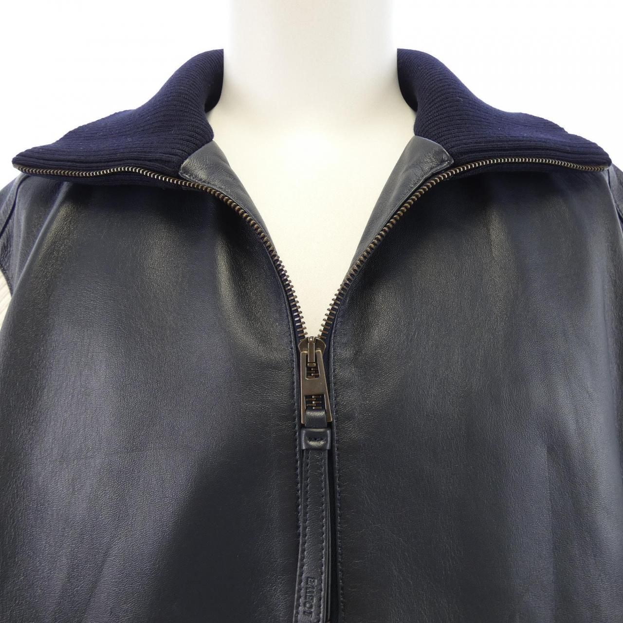 Loewe Leather Jacket Navy — view 6