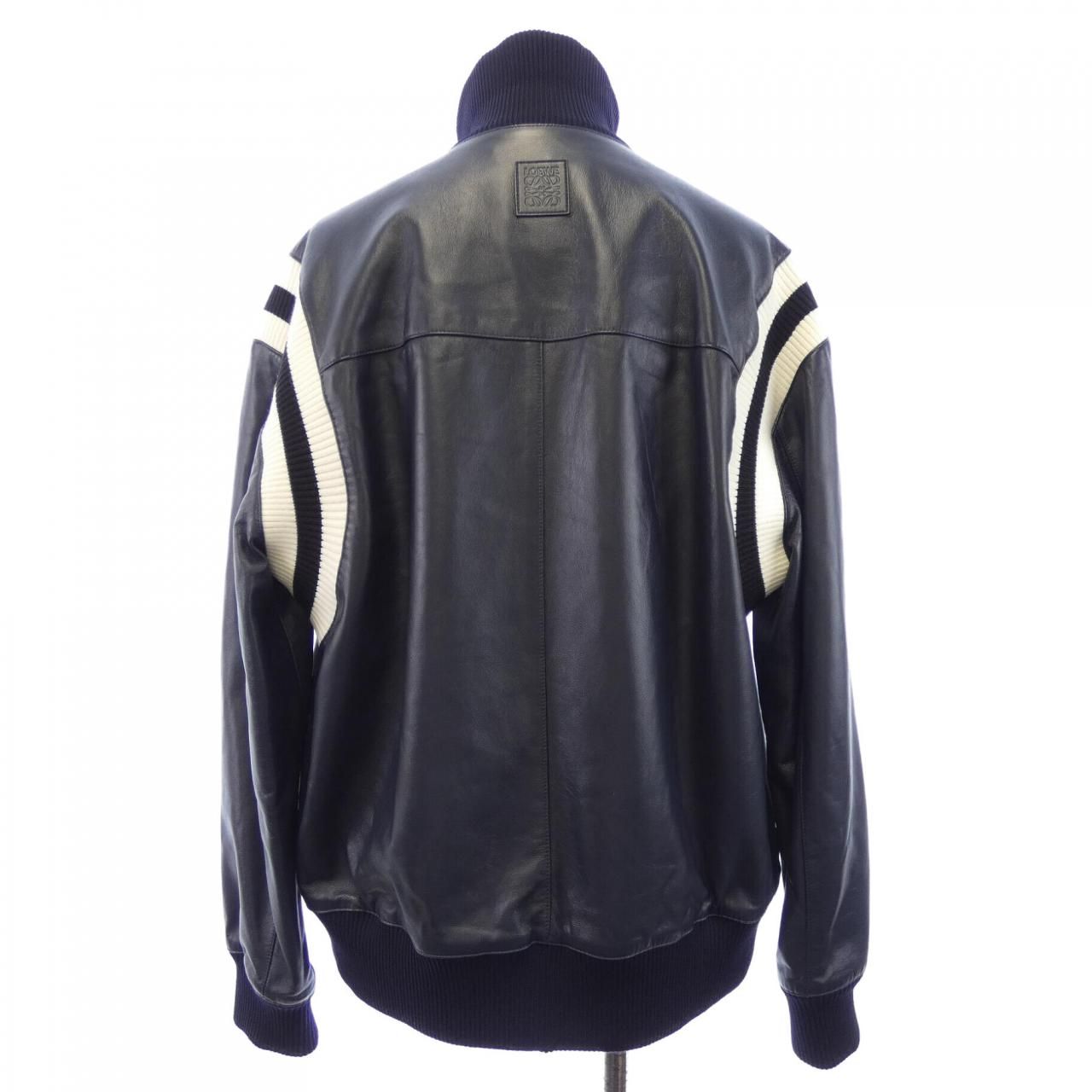 Loewe Leather Jacket Navy — view 2