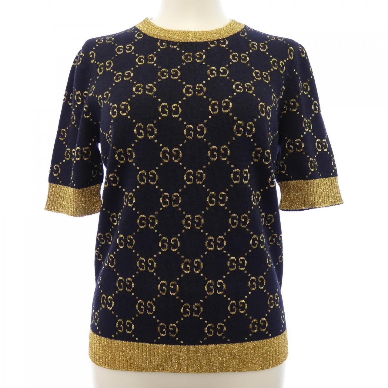 Gucci GG Cotton Lame Fabric Top Knit Sweater