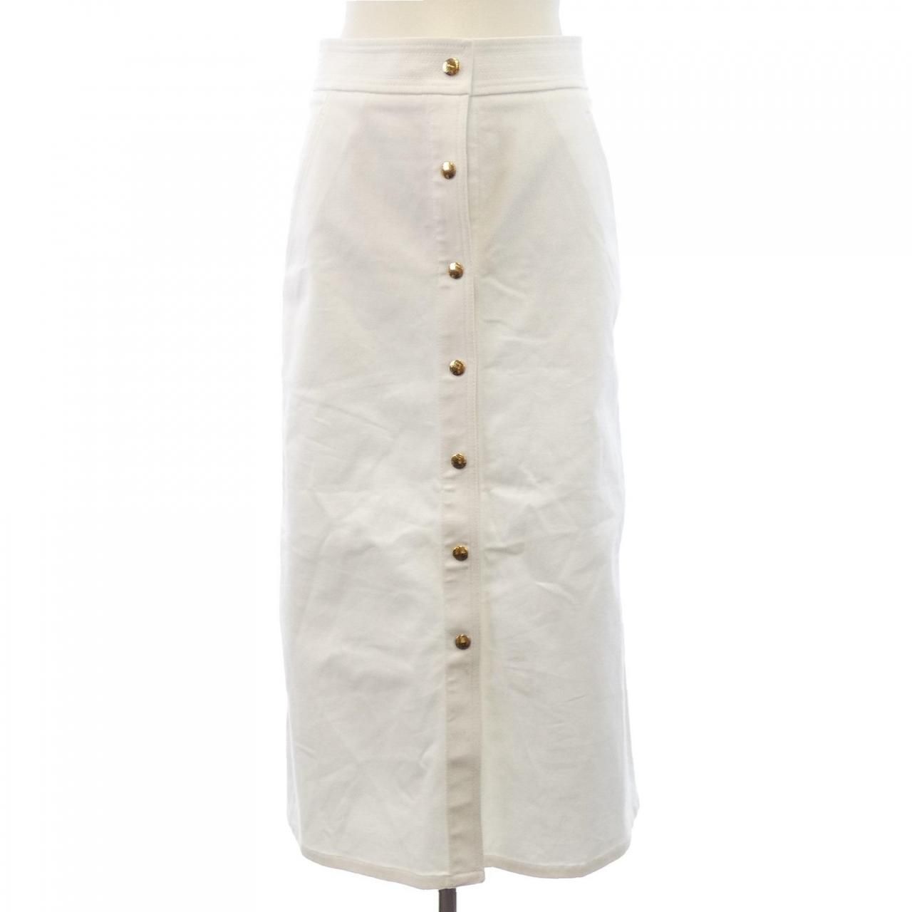 Louis Vuitton Cotton Gabardine Button Down Midi Skirt