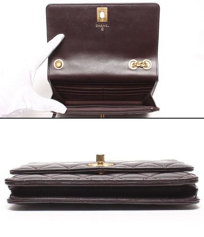 Chanel Chain Wallet Gold Quilted Lambskin Shoulder — view 3