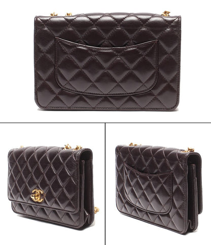 Chanel Chain Wallet Gold Quilted Lambskin Shoulder — view 2