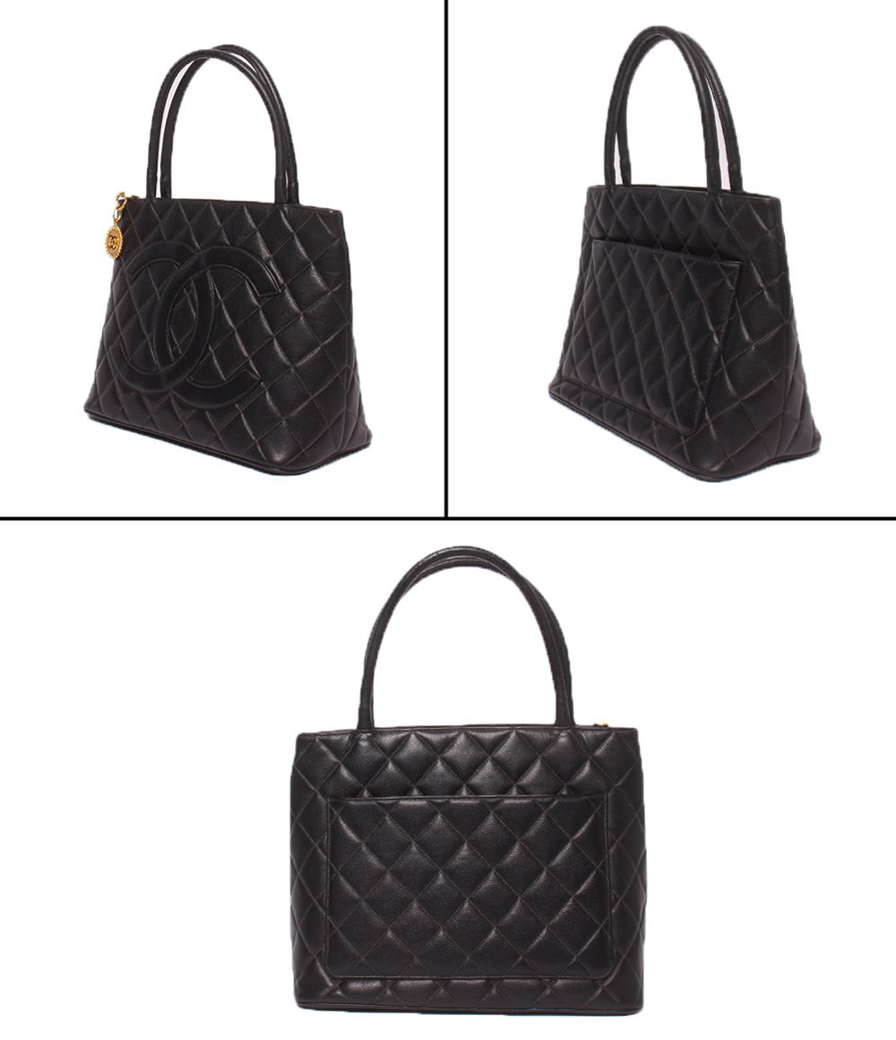 Chanel Tote Caviar Leather CC Logo Gold — view 2