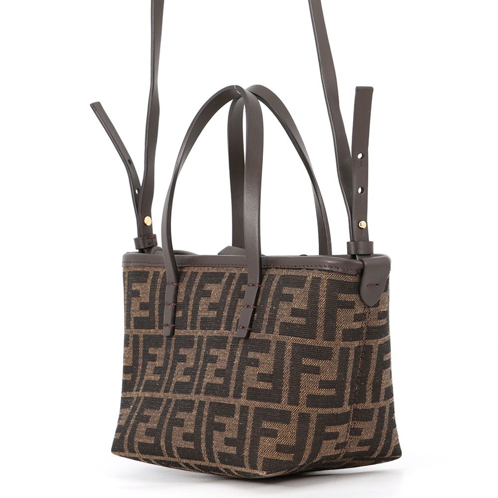 Fendi Roll FF Jacquard Mini Canvas Leather 2-Way Shoulder — view 2