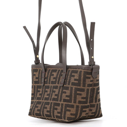 Fendi Roll FF Jacquard Mini Canvas Leather 2-Way Shoulder — view 2