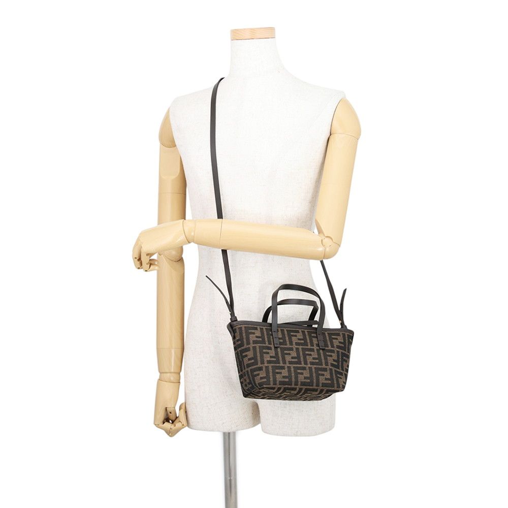 Fendi Roll FF Jacquard Mini Canvas Leather 2-Way Shoulder — view 5