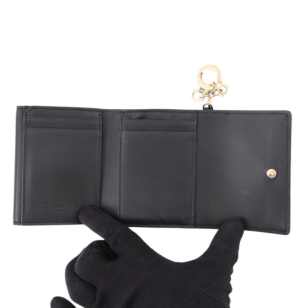 Dior Tri Foldwallet Lotuswallet Cannage Black Wallet — view 4