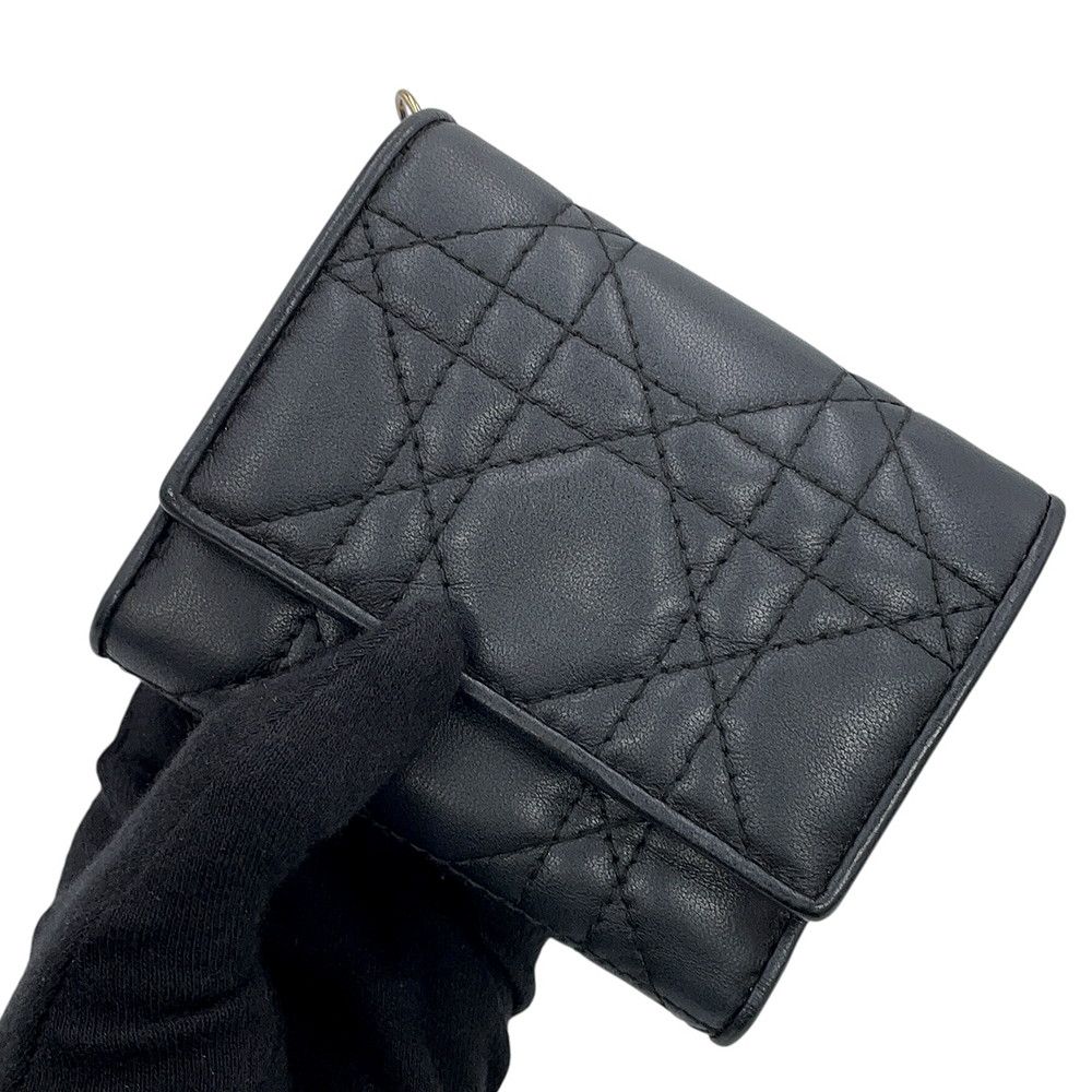 Dior Tri Foldwallet Lotuswallet Cannage Black Wallet — view 7