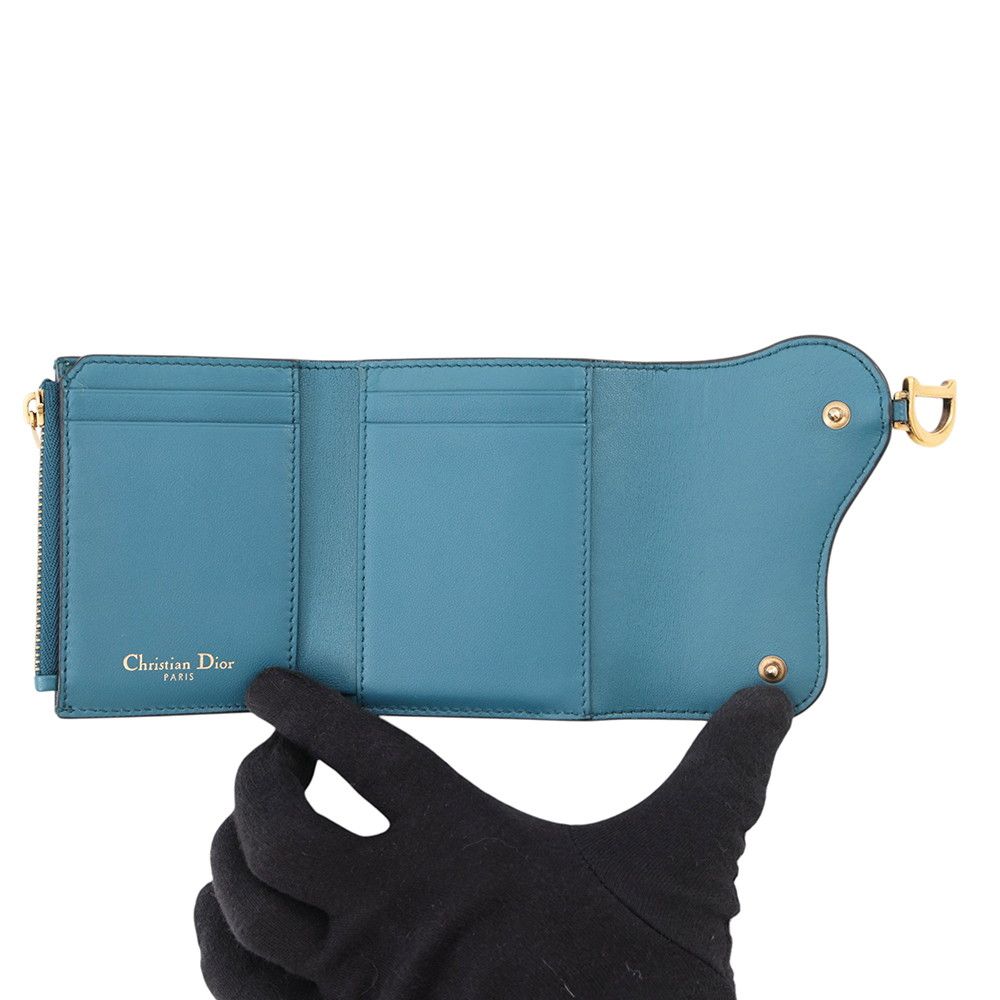Dior Tri Foldwallet Saddle Lotus Compact Wallet Grained Calfleather — view 4