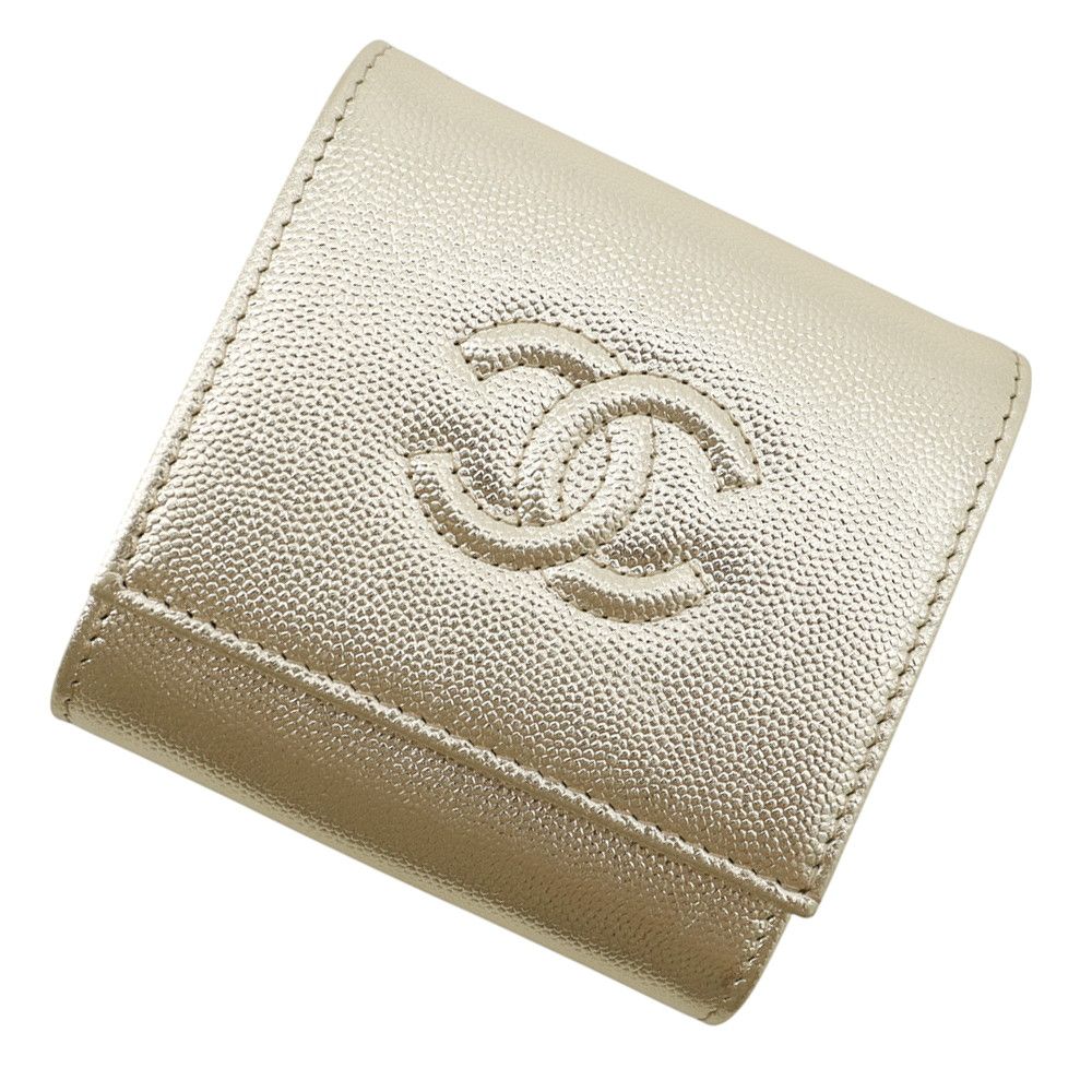 Chanel Bi Foldwallet CC Logo Small Flap Wallet Caviar Leather