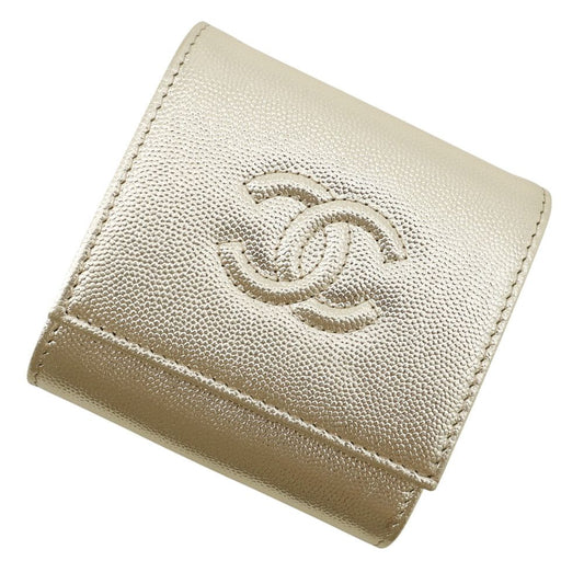 Chanel Bi Foldwallet CC Logo Small Flap Wallet Caviar Leather