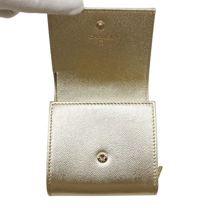 Chanel Bi Foldwallet CC Logo Small Flap Wallet Caviar Leather — view 4