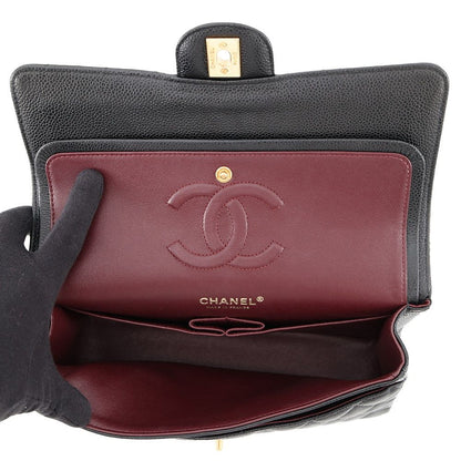 Chanel Shoulder Bag Quilted 25 CC Logo Double Chain Caviar Leather Black — view 7