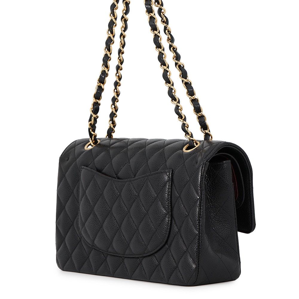 Chanel Shoulder Bag Quilted 25 CC Logo Double Chain Caviar Leather Black — view 2