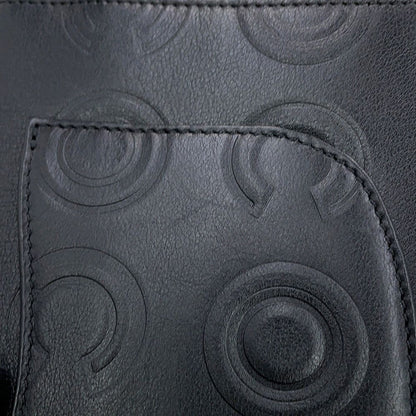Chanel Chain Shoulder Bag Coco Embossed CC Logo Calf Leather Black — view 6