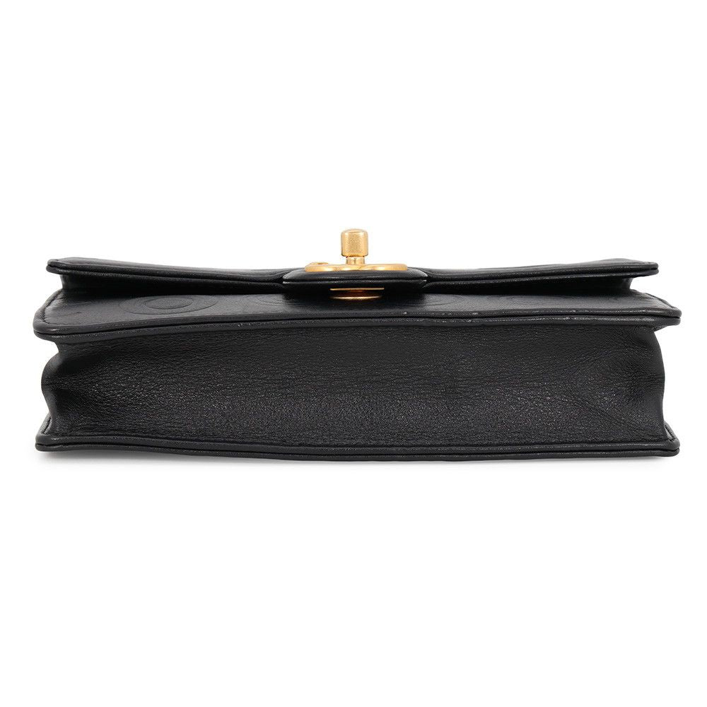 Chanel Chain Shoulder Bag Coco Embossed CC Logo Calf Leather Black — view 3