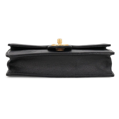 Chanel Chain Shoulder Bag Coco Embossed CC Logo Calf Leather Black — view 3