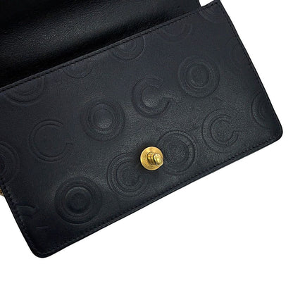 Chanel Chain Shoulder Bag Coco Embossed CC Logo Calf Leather Black — view 8