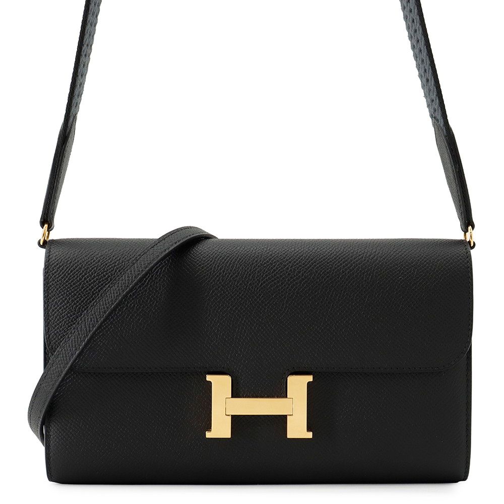 Hermes Wallet Constance Tougo Sangle Cordage Black Gold Epsom