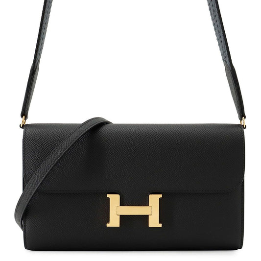 Hermes Wallet Constance Tougo Sangle Cordage Black Gold Epsom
