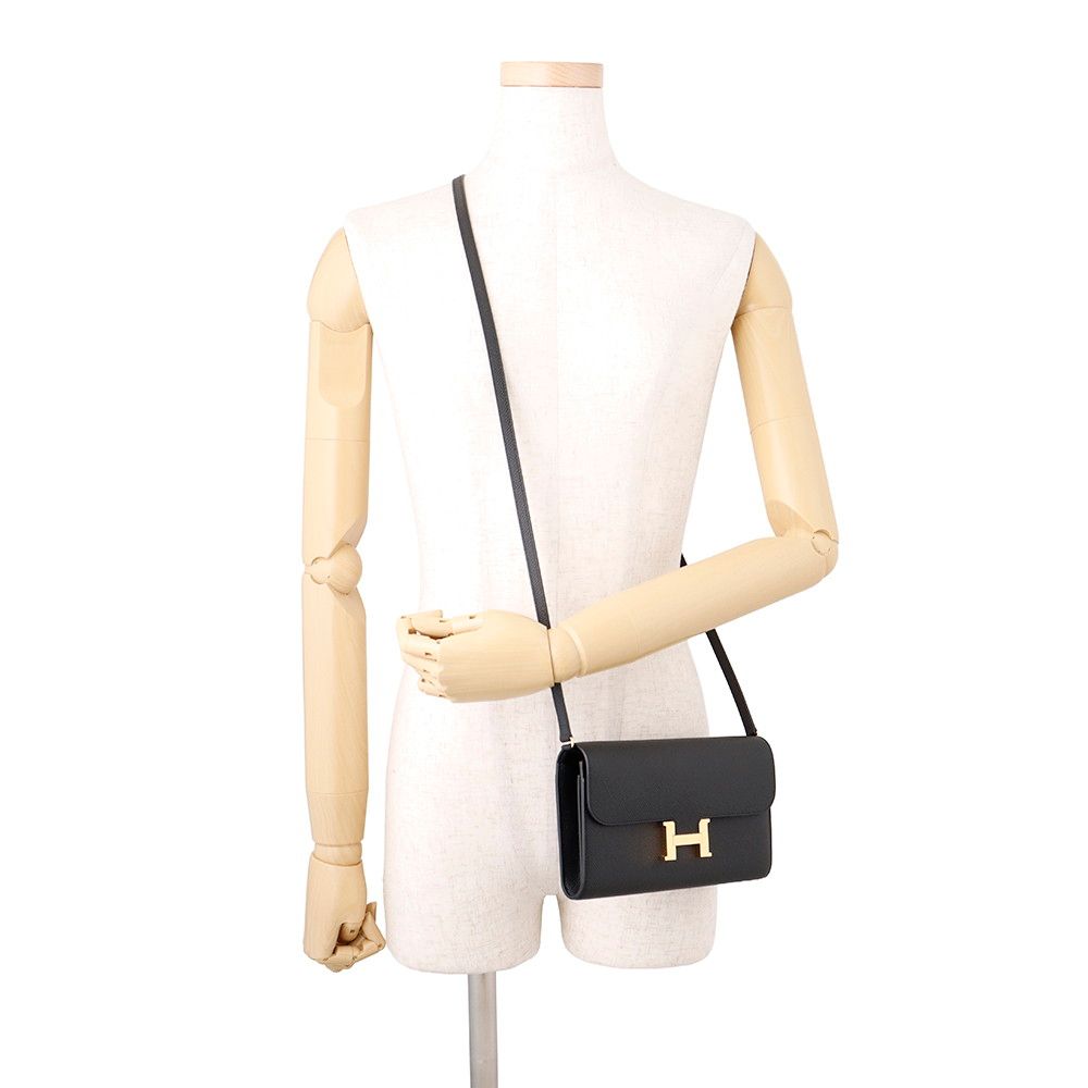 Hermes Wallet Constance Tougo Sangle Cordage Black Gold Epsom — view 5