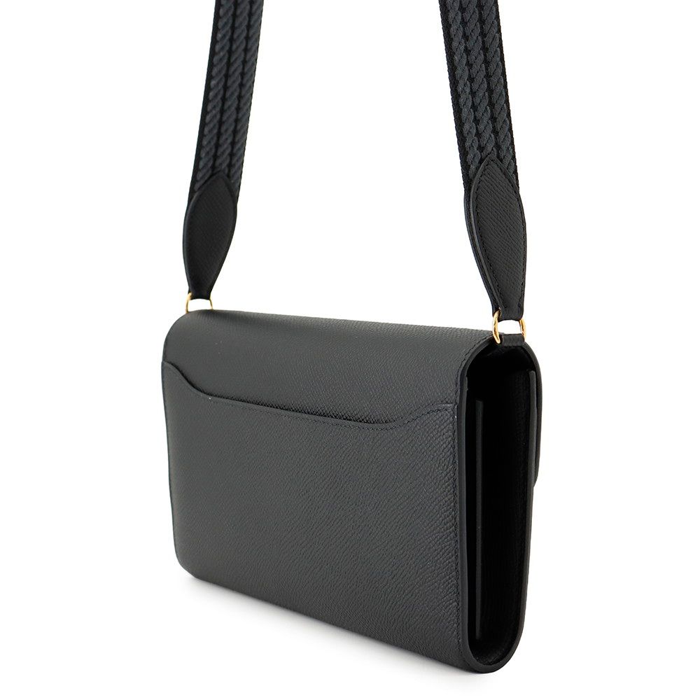 Hermes Wallet Constance Tougo Sangle Cordage Black Gold Epsom — view 2