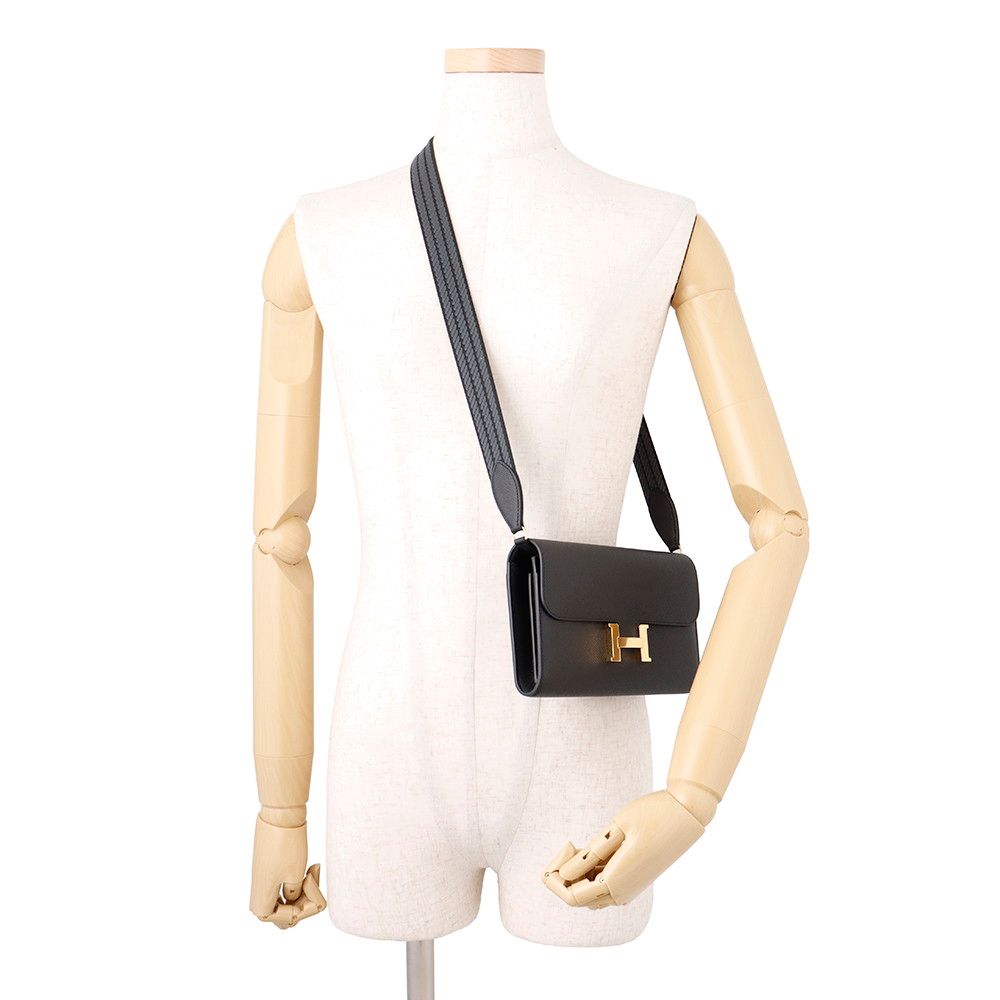 Hermes Wallet Constance Tougo Sangle Cordage Black Gold Epsom — view 4