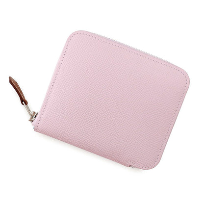 Hermes Coin Case Azap Compact Silk in Mauve Sylvestre Silver Epsom