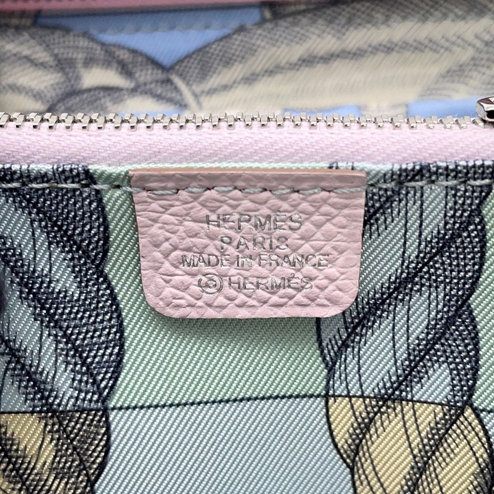 Hermes Coin Case Azap Compact Silk in Mauve Sylvestre Silver Epsom — view 7
