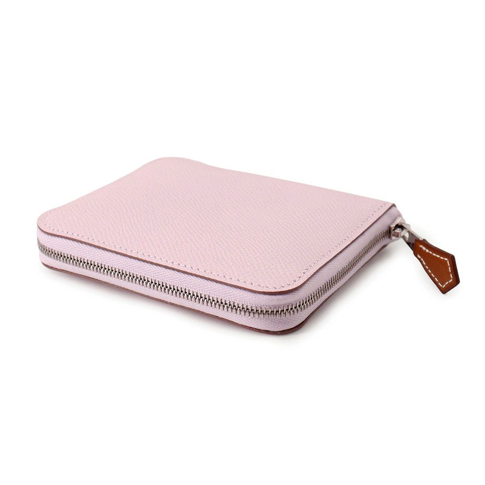 Hermes Coin Case Azap Compact Silk in Mauve Sylvestre Silver Epsom — view 2