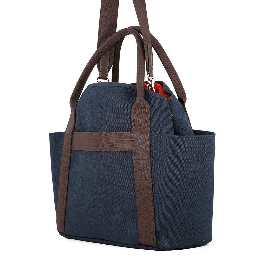 Hermes Sac de Panthere Ju Groom Navy Who Silver Twarshe Blanc Canvas Tote — view 2